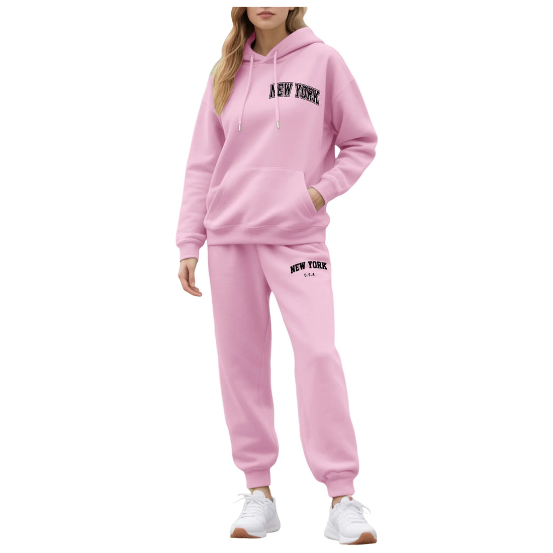 Two-Piece Tracksuit For Women Letter Print Hoodie And Pants Set Long Sleeved Hooded Sweatshirt+Sweatpants Suit Casual Sportswear