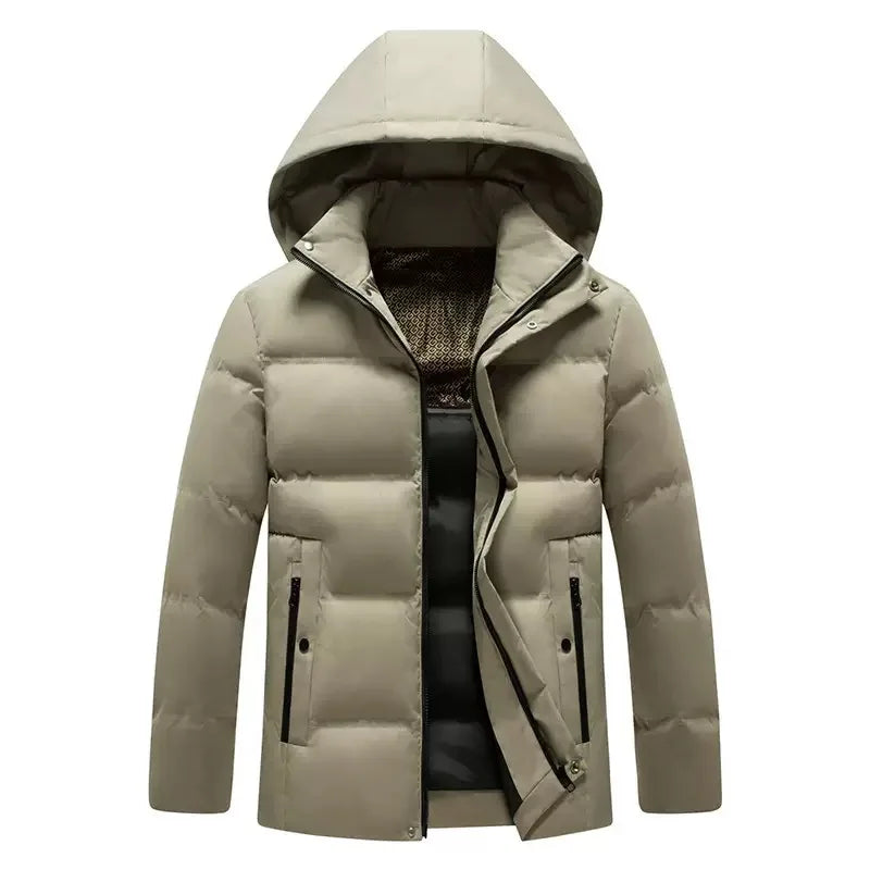New Autumn/Winter Thickened Warm Windproof Hooded Cotton Jacket Men's Casual Loose Sports Plus Size High-Quality Coat