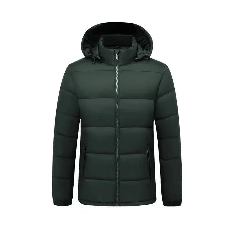 New Men's Hooded Padded Jacket Warm Running Jacket Zipper Hat Pocket Coat Fashion Street Wear Men's Clothes Outerwear Winter