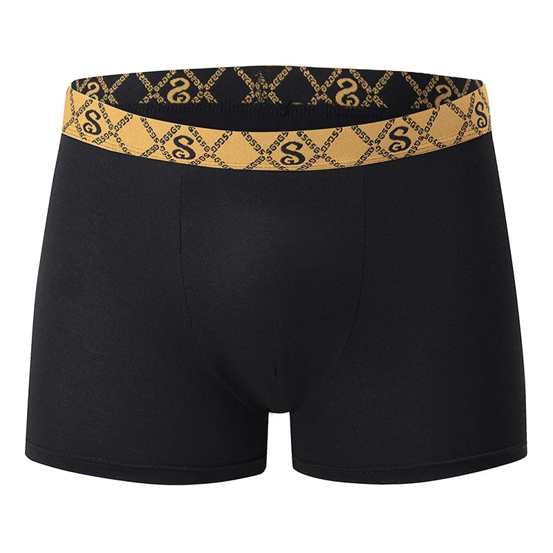 5-piece Set Of Men's Black Classic Elastic Waisted Underwear Quick Drying Comfortable Sporty Youth Trend Flat Corner Pants