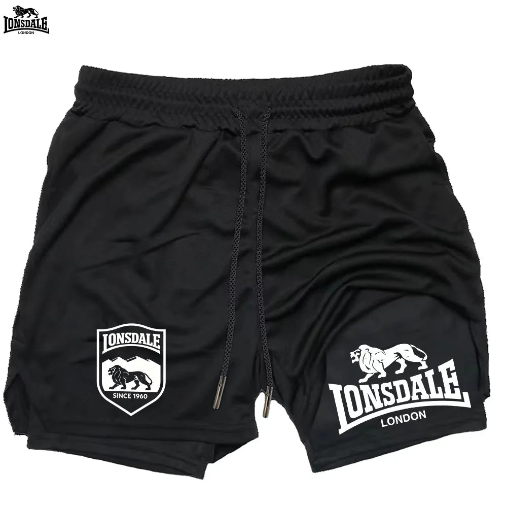 LONSDALE Men's 2-in-1 Quick Dry Running Shorts Gym Sports Workout Training Fitness Jogging Summer Shorts
