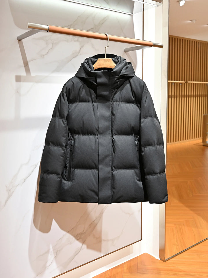 Men's Thickened Warm Detachable Hooded down Jacket 90% White Goose down Puffer Coat for Cold Weather
