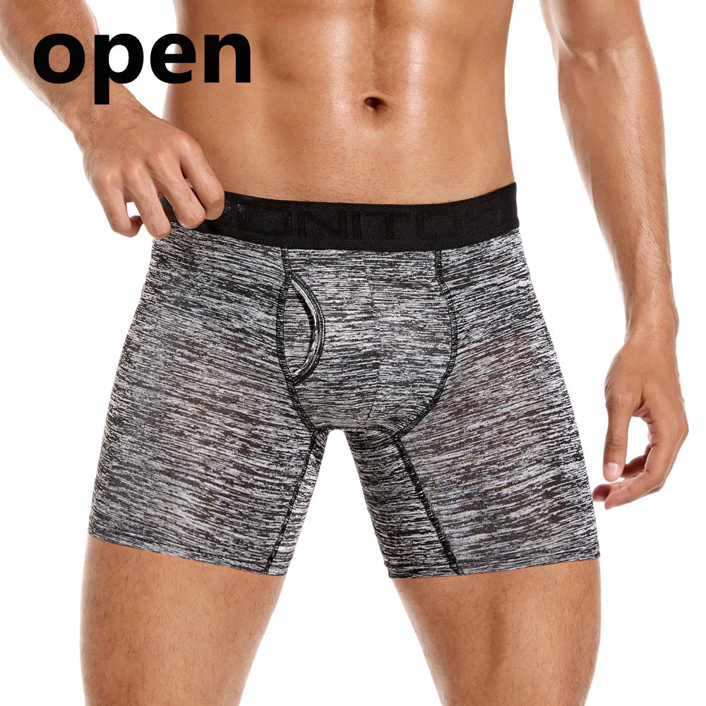 1pcs Medium-Long Men Underpants Shorts Brand Underwear For Men Boxers Sexy Print Men's Panties Letter Waistband Boxer Briefs