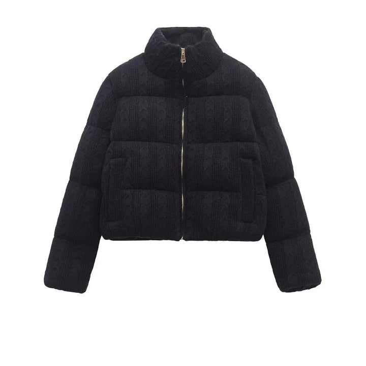 ETJ 2025 Winter new  women's fresh and elegant white turtleneck knitted thick cotton jacket warm bread jacket 6318229 ATFH