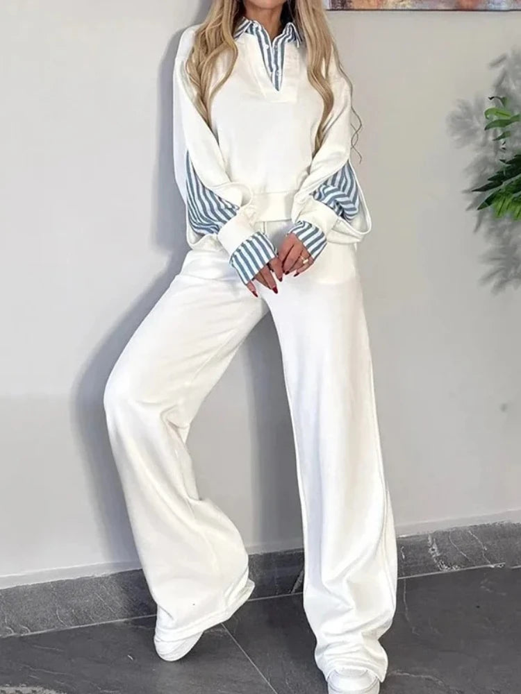 Casual Pink Sports Pants Set Women Hooded Pullover Long Sleeve Top Elastic Waist Drawstring Straight Trousers Autumn Outfits