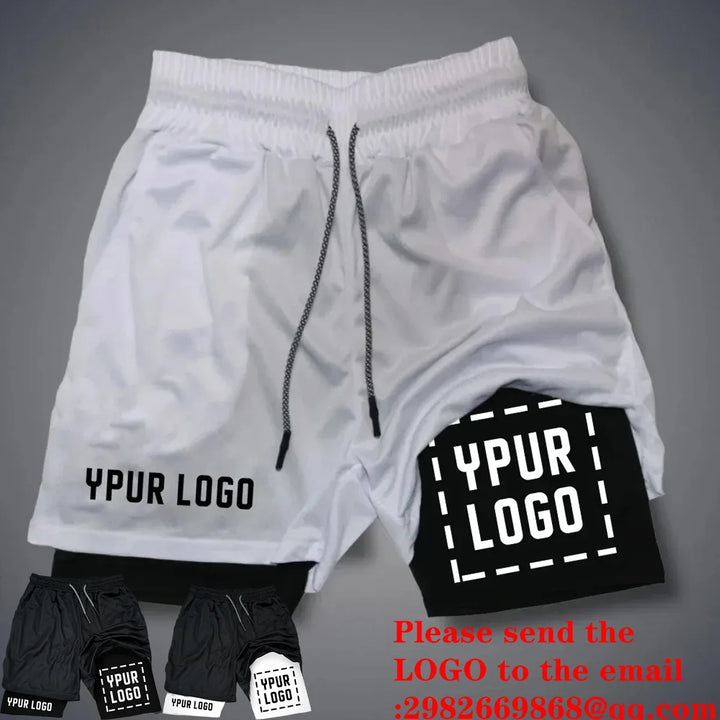 Double Layer Compression Shorts for Men - Quick Dry Gym & Athletic Pants, Custom Logo Sportswear