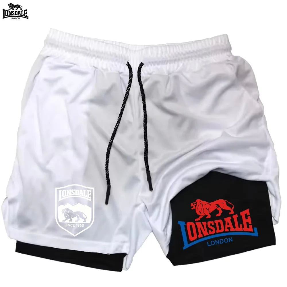 LONSDALE Men's 2-in-1 Quick Dry Running Shorts Gym Sports Workout Training Fitness Jogging Summer Shorts