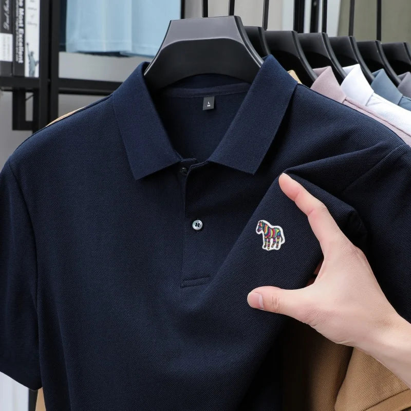High end Men's Summer New Short Sleeve Breathable Polo Shirt Custom T-shirt Half Sleeved Exquisite Brand Pony Embroidery Top