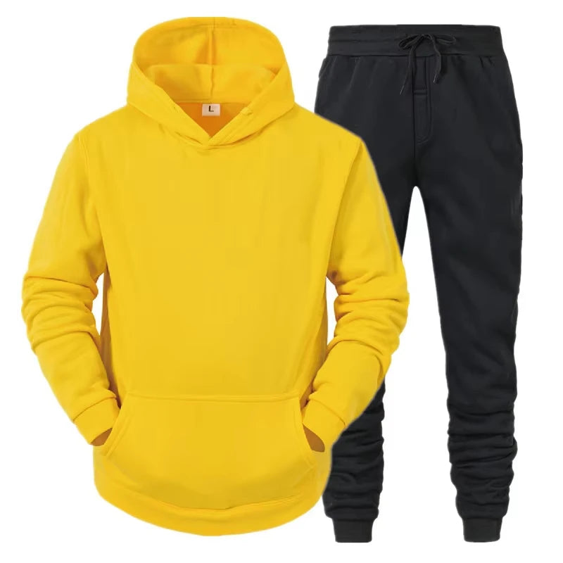 Winter Brand Men's Tracksuit Eco Soft Long Sleeve Pullover Joggers 2pcs Set Fitness Running Suits Sportswear Male - ATFH