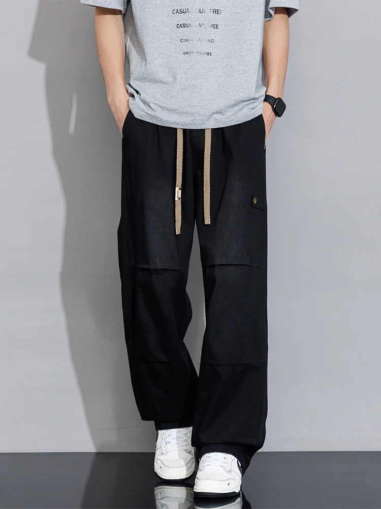 Men's Cargo Jeans 2026 New Spring Summer Wide Leg Denim Pants Straight Baggy Jeans Asian Size L-5XL ATFH