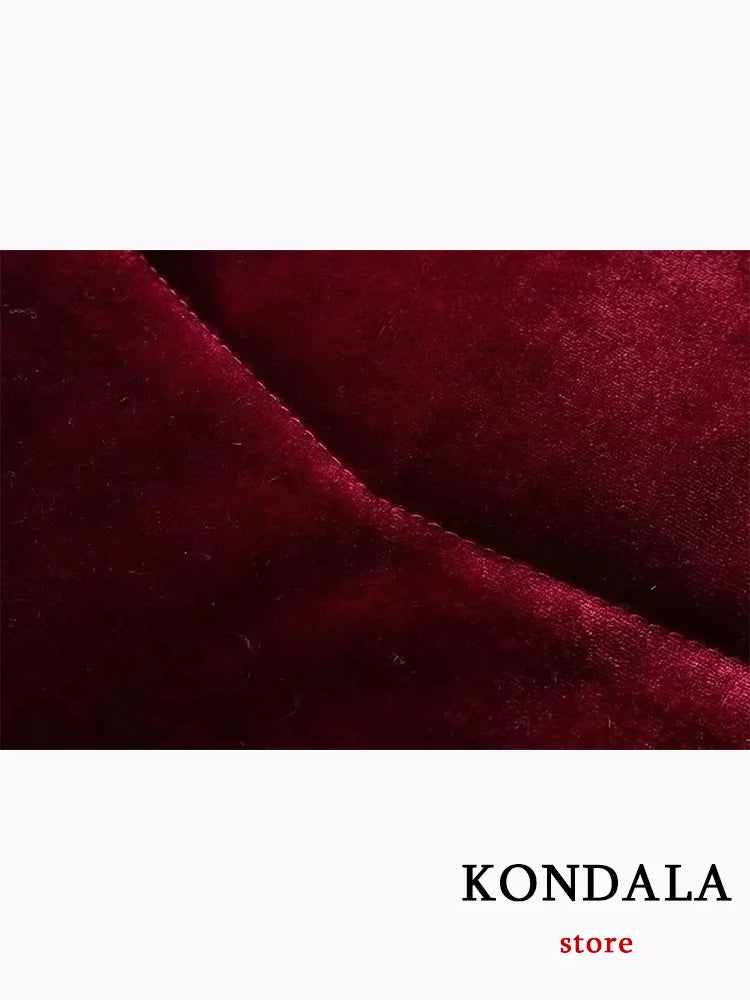 KONDALA Vintage Casual Women Jackets Solid O Neck Zipper Pocket Velvet Coats New Fashion 2023 Autumn Winter Thick Warm Outwears ATFH