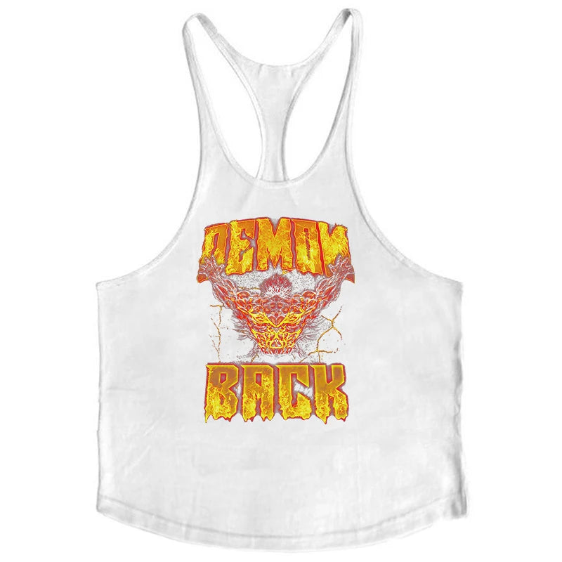Anime Baki Hanma Print Stringer Tank Top for Men Y-Back Vest Muscle Training Undershirt Athletic Tops Gym Workout Bodybuilding