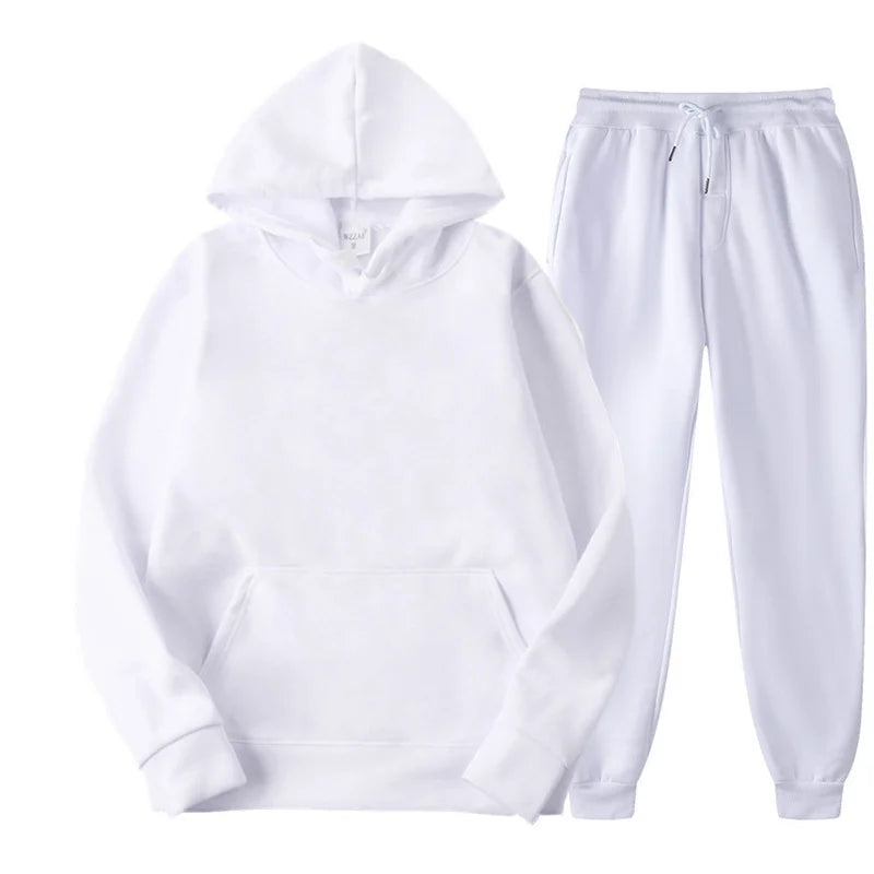 Spring Autumn Fashion sports suit Casual Women Hoodies+trousers two-piece Set Solid Color Daily commuting Women's tracksuit