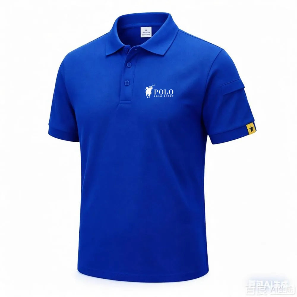 Men's premium summer polo shirt, quick drying, breathable, casual, business fashion, sports, short sleeved, men's clothing