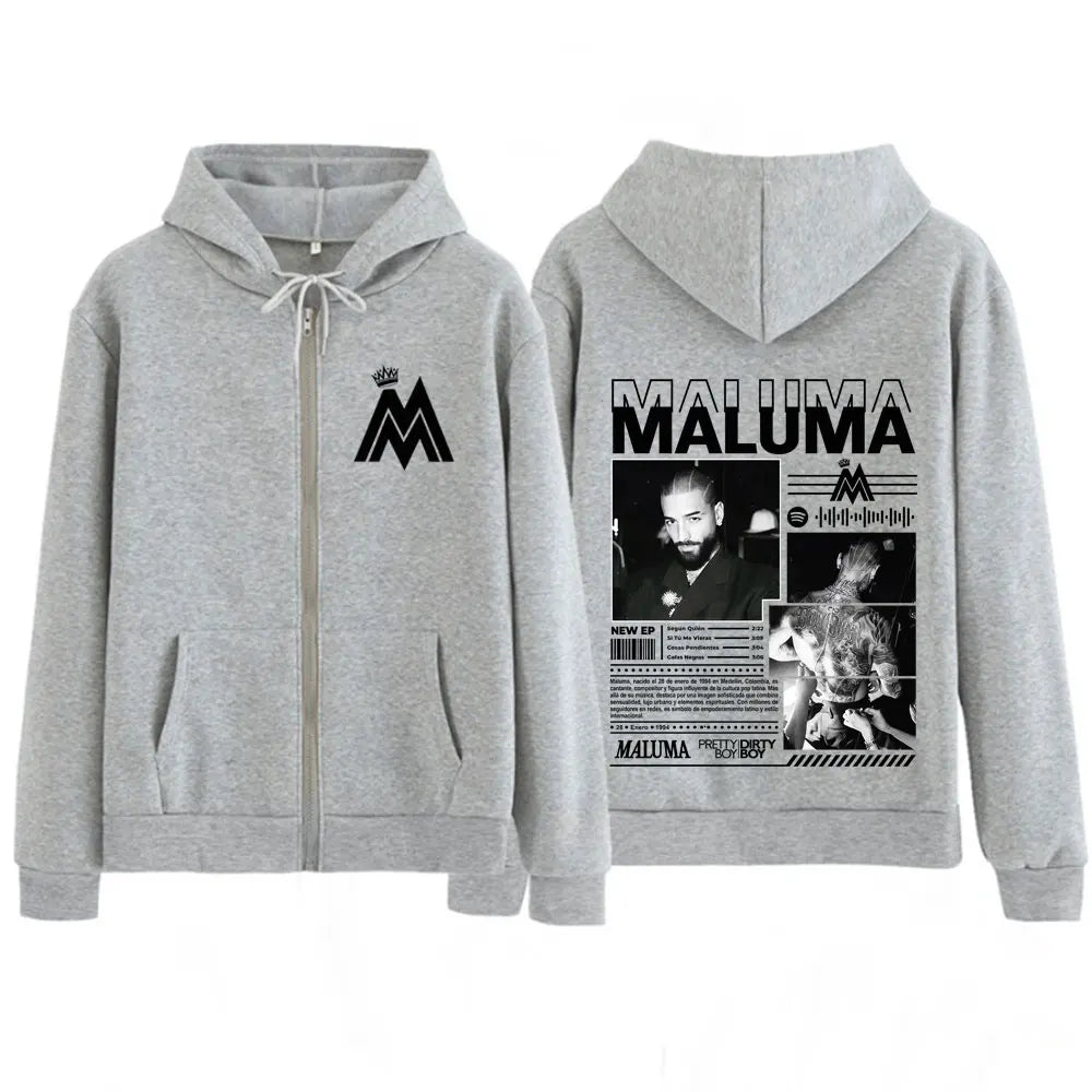 Rapper MALUMA Album Tour 2025 Zipper Hoodie Men Women Fashion Loose Jacket Coats High Quality Casual Hip-hop Vintage Sweatshirts