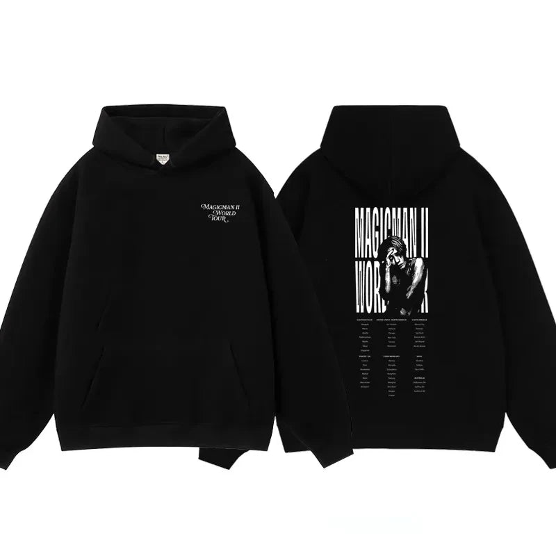 kpop Y2K Printe Letter MAGICMAN 2 BLACK LETTER Printe Hoodies Woman Clothing Y2k Streetwear Loose Sweatshirts - ATFH
