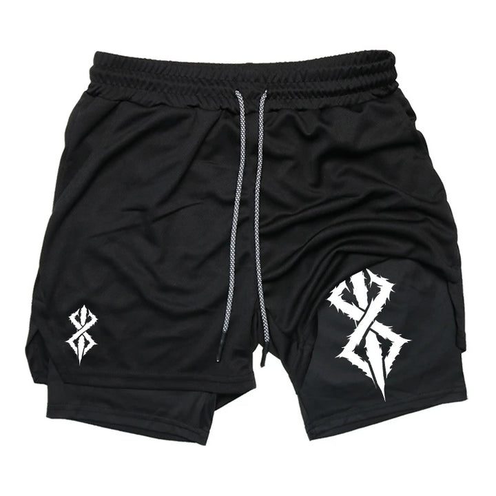 Summer Shorts for Men 2 in 1 Athletic Gym Workout Running Performance Shorts Print with Phone Pocket Quick Dry Breathable