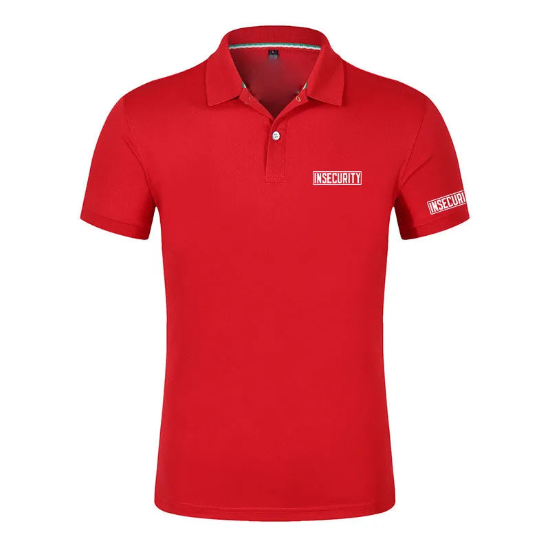 Insecurity Men's Short Sleeve Solid Color Polo Shirt Breathable Comfortable Elastic Top New Arrivals Casual Business Style