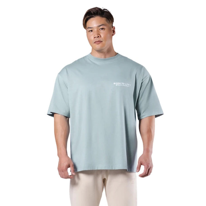 LYFT UNITED KINGDOM Trendy Loose Fitting Men's Sports Short Sleeved T-shirt Pure Cotton Gym Running Shirts Training Clothes Tees ATFH