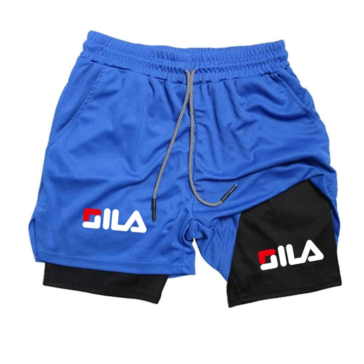 Men's hot selling 2-in-1 double-layer shorts, quick drying gym running training compression sports breathable shorts