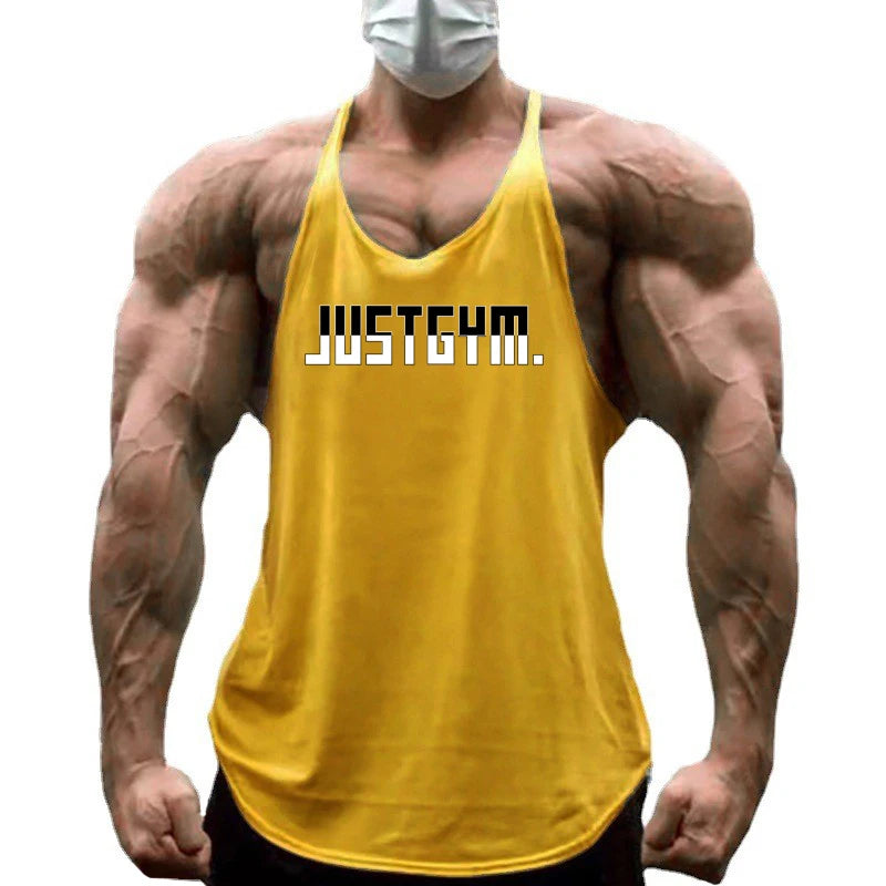 Men's Summer Running Vest Poure Cotton Sleeveless Shirt Loose Fitness Stringer Gym Workout Sports Apparel  Breathable Tank Tops