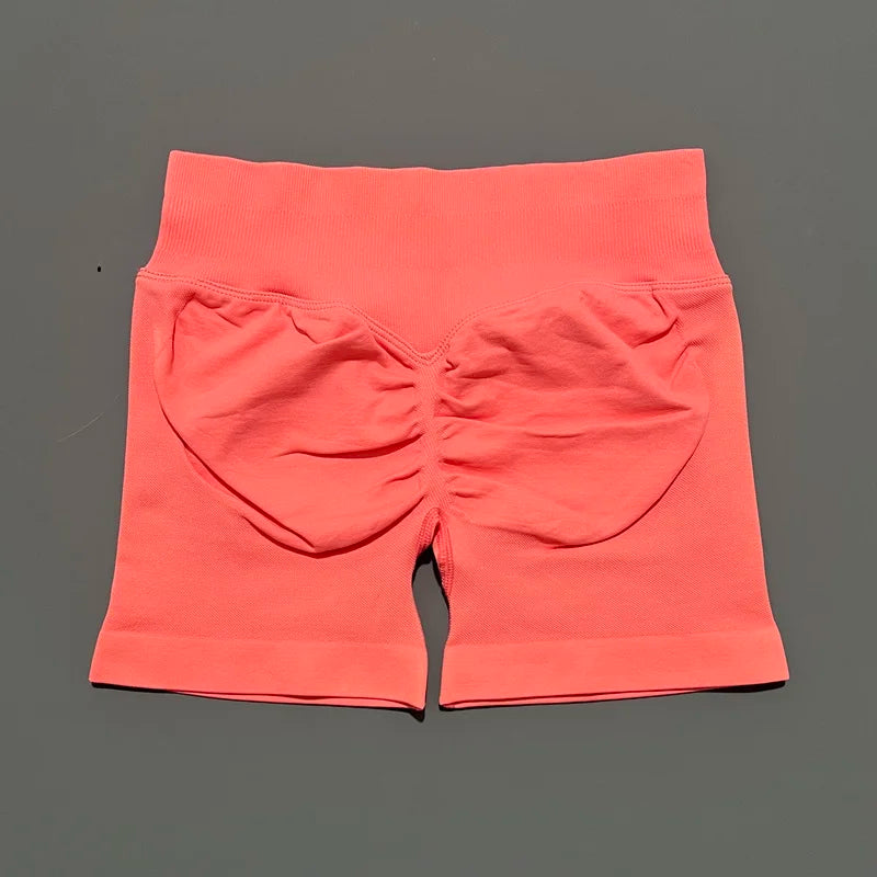 HISTELLO Impact Shorts Women Gym Workout Clothing Low Ribbed Band Sports Yoga Short Pants Seamless Butt Lift Running Leggings