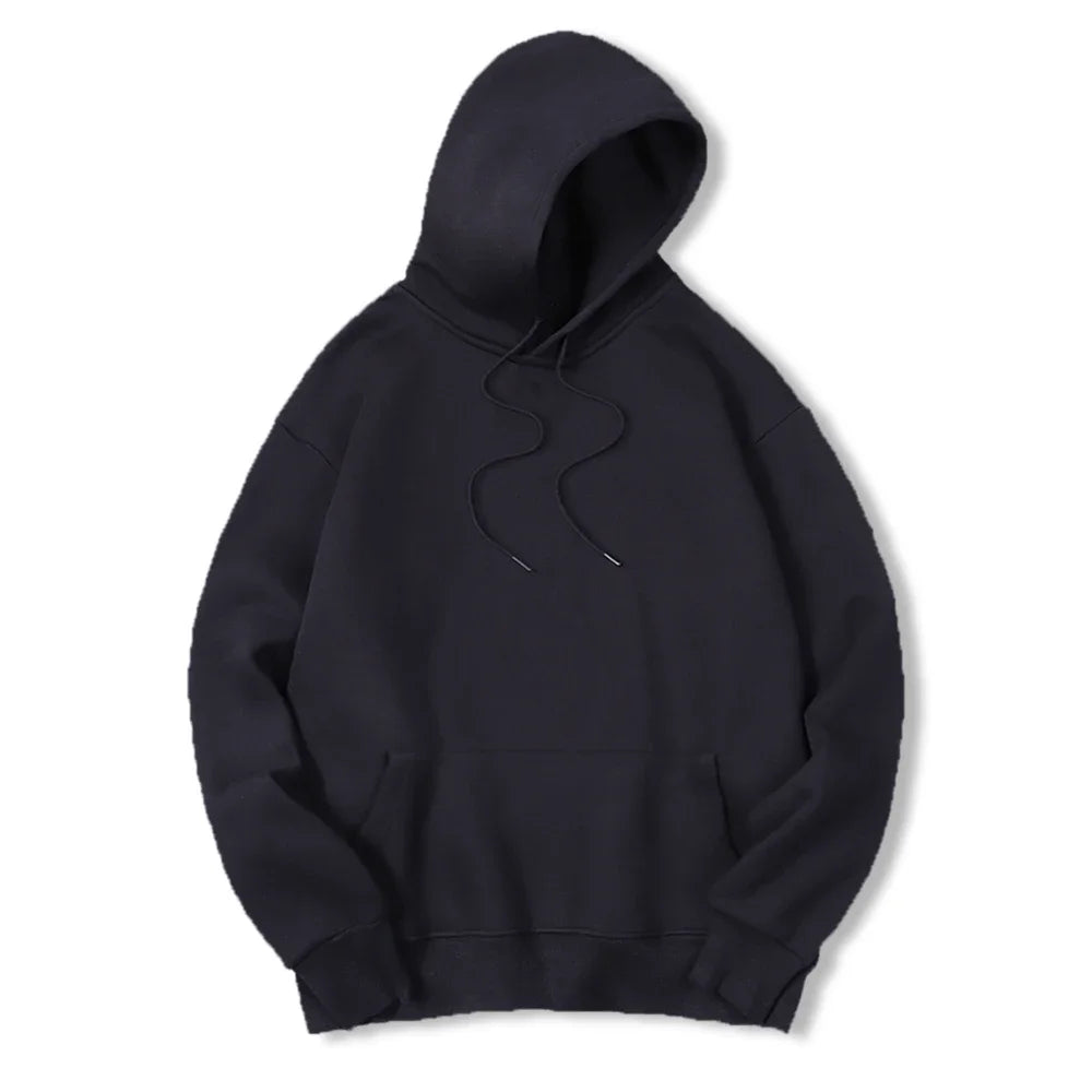 2025 Men's Solid Color Hooded Sweaters Men's Warm Wool Sweater Fashionable Street Clothing Loose  Breathable Jersey Brand Hooded - ATFH