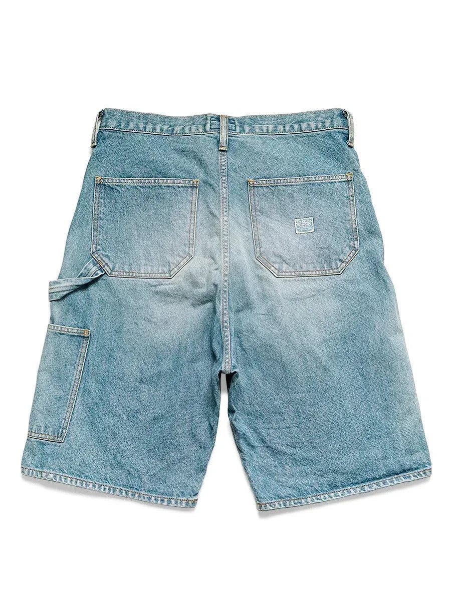 KAPITAL Japan 23SS New Blue-dyed Vintage Washed Loose-fitting Studded Gem Denim Shorts for Men ATFH