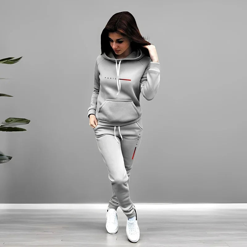 Women Tracksuit Autumn Winter Printing Hooded Suit Quality Ladies Daily Jogging Sport Woman Two piece Set Outfits Fashion Casual