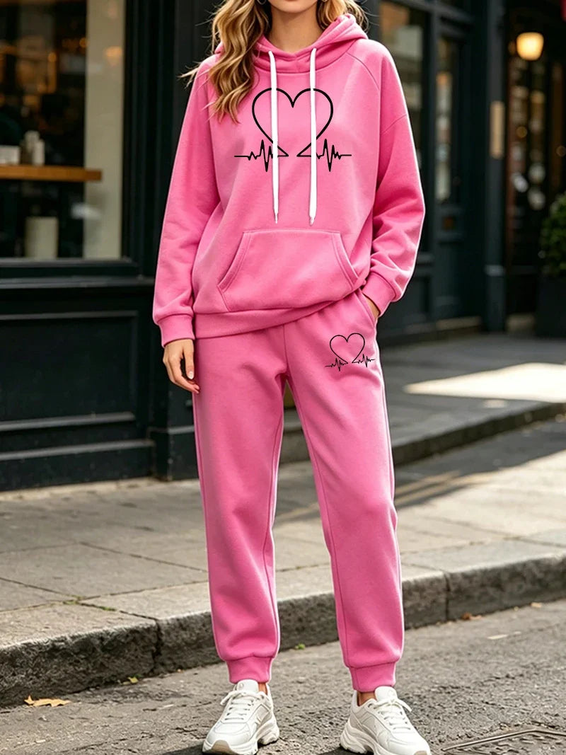 New Womens Tracksuit 2 Pcs Sets Casual Hooded Sweatshirt Outfits Outdoor Sports Clothes 2026 Autumn Winter Warm Woman Pants Suit