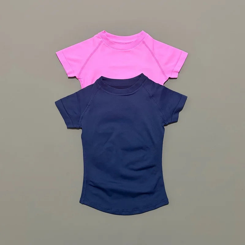 HISTELLO Sport Short Sleeve Top Seamless Yoga Leotard Clothing Women Running Sports T Shirt Workout Shirts Fitness Sports Vest - ATFH