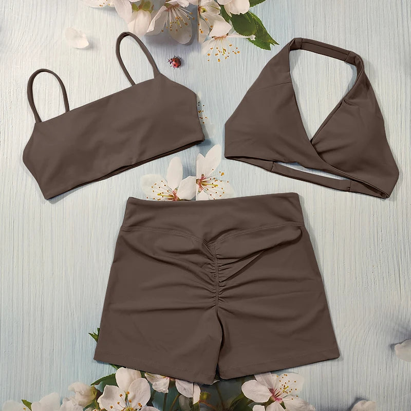 Summer Yoga Set Short 2 Piece Fitness Suit Sport Workout Outfit Women's Tracksuit Scrunch Gym Clothes Female Exercise Sportswear - ATFH