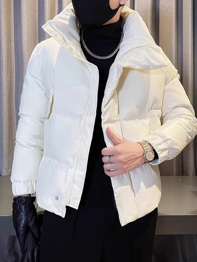 Men's Autumn Winter Thickened Warm Jacket Waterproof Casual Loose Parkas Solid Stand O-Neck Parka for Men Street Coat Men Q47 ATFH