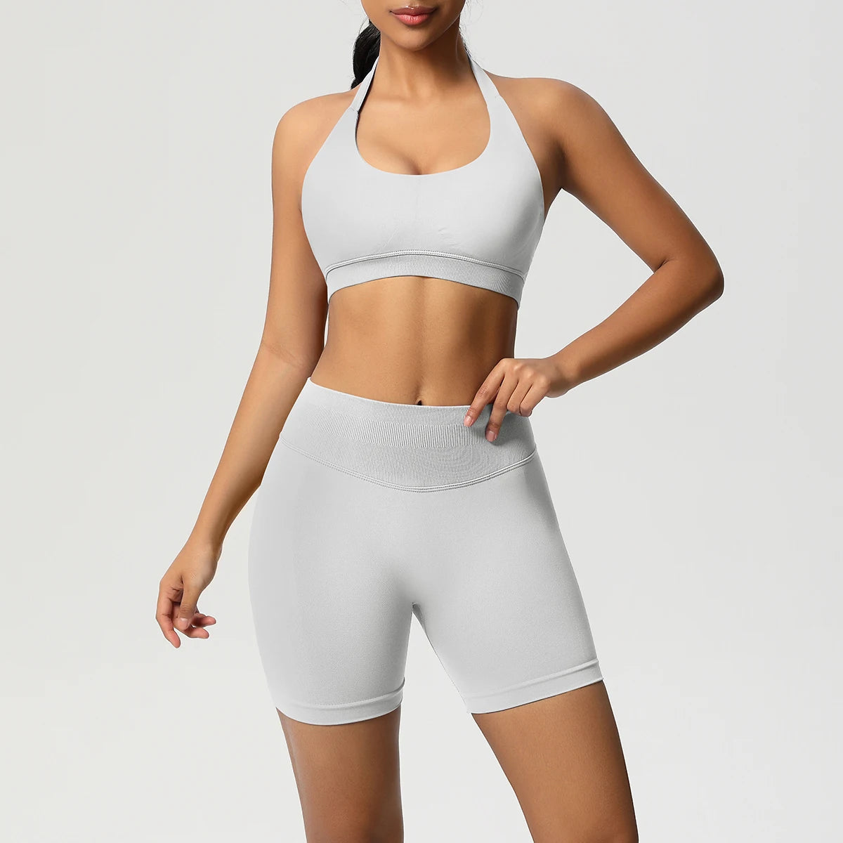 2PCS Sportswear Woman Sports Yoga Set Gym Clothes Yoga Suits For Women Tracksuits Sports Shorts Crossover Bra Gym Leggings - ATFH