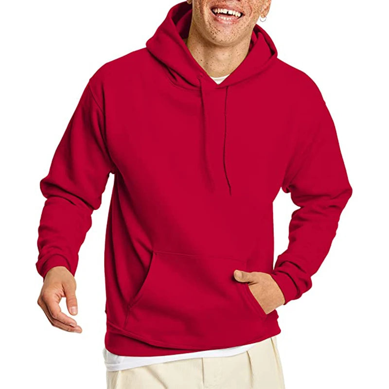 Cotton Hooded Sweatshirt, Solid Color Fashion Fit Sweatshirt, Autumn and Winter Fashion Sweatshirt, Suitable for Going Out - ATFH