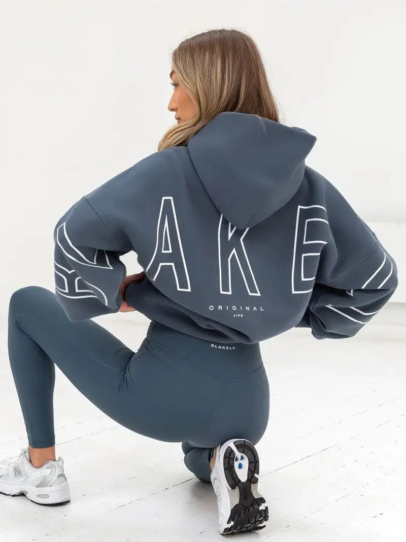 European American Fashion Printed Hooded Hip Hop Sweatshirt 2025 New Cross Border Thickened Versatile Long-sleeved Loose Clothes - ATFH