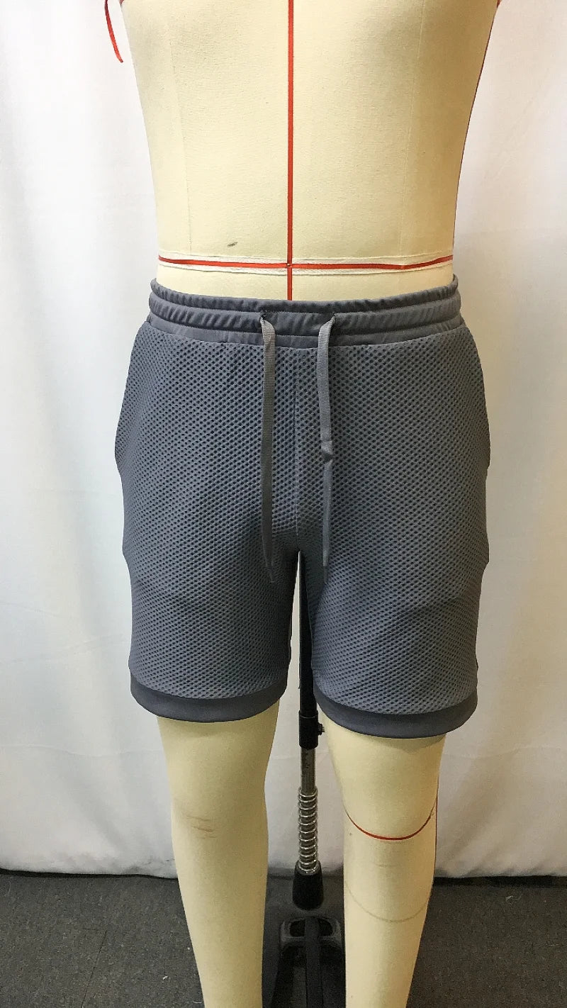 Men's Oversized Stretch Waffle Shorts - Athletic Gym Fitness Running Casual Comfort Breathable Quick Dry Elastic Waist Summer Sh