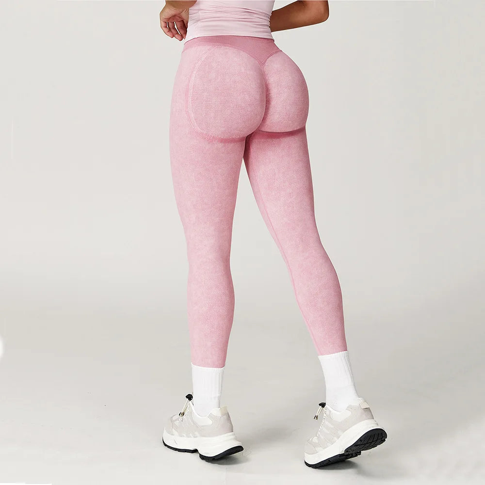Women Yoga Pants Impact Leggings Seamless Sports Yoga Pant High Waist Ribbed Gym Clothes Fitness Workout Wear Scrunch Bum Tights - ATFH