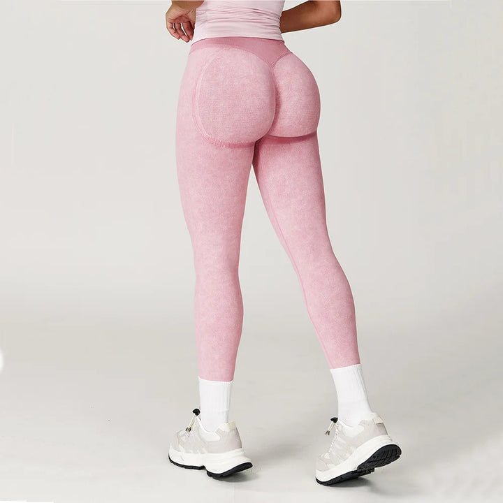 Women Yoga Pants Impact Leggings Seamless Sports Yoga Pant High Waist Ribbed Gym Clothes Fitness Workout Wear Scrunch Bum Tights - ATFH