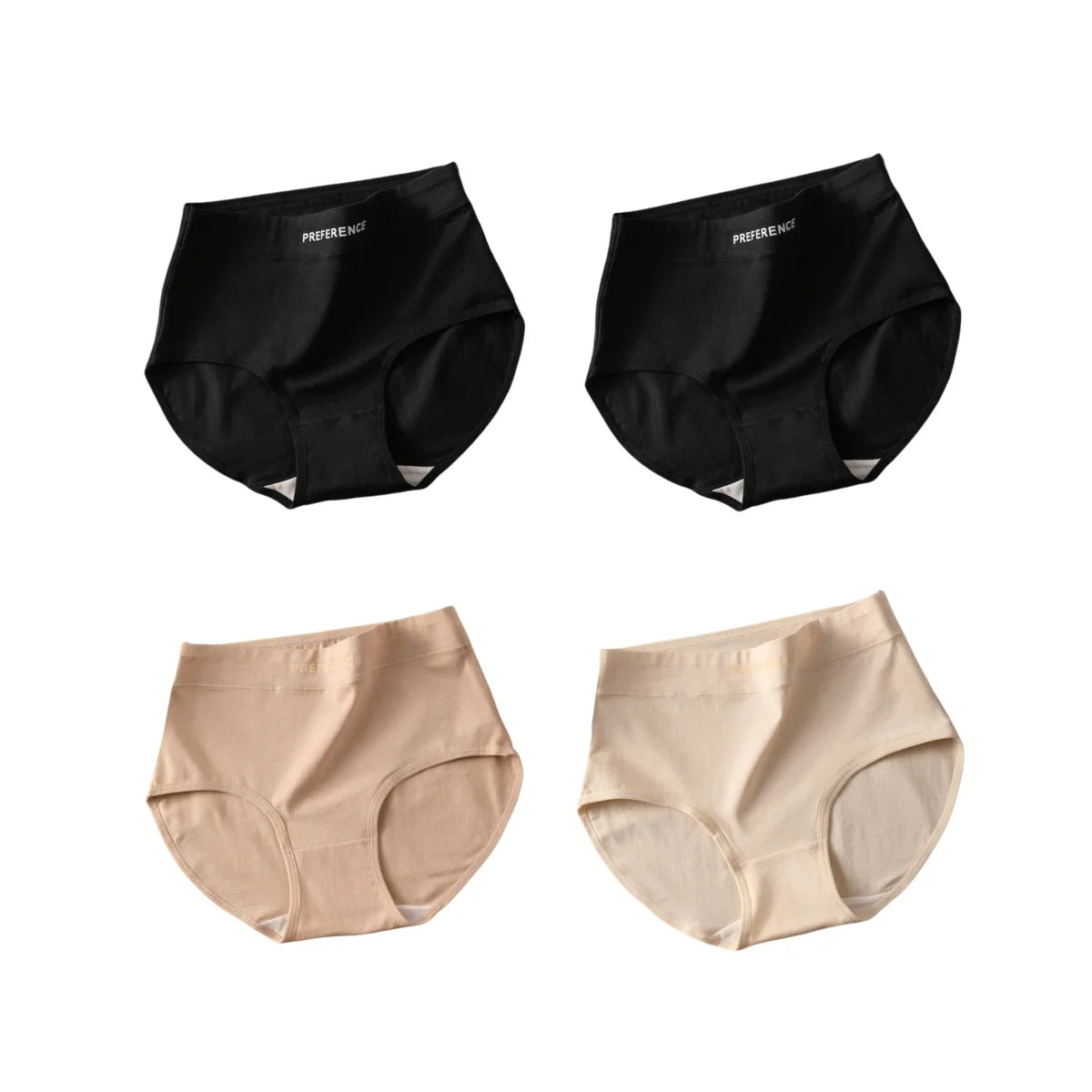 4Pcs/Set Women High-Waist Briefs Tummy Control Panties Soft & Breathable Cotton Underwear Plus Size Comfort Lingerie M-XXL