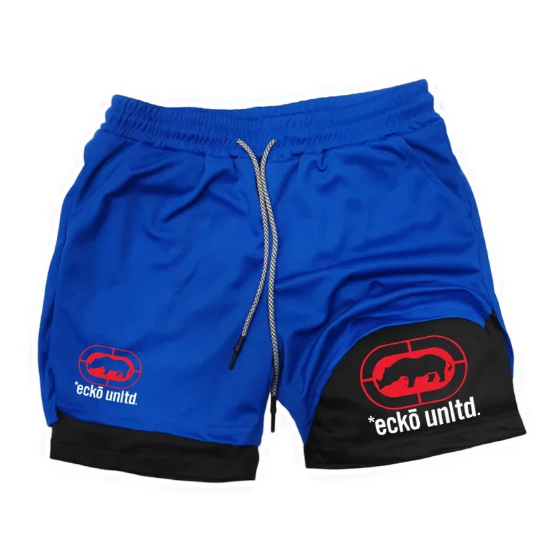 Men Running Shorts 2 in 1 Double-deck Sport Shorts Sportswear Gym Fitness Short Pants Training Jogging Bottom Men's Clothing