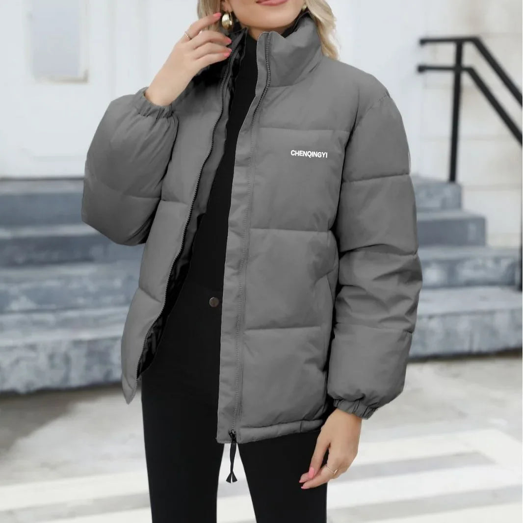 Women's Winter Jaet down Coat Puffer Cotton Fill Long Sve Zipper Closure Regular Fit Commute Sle Color