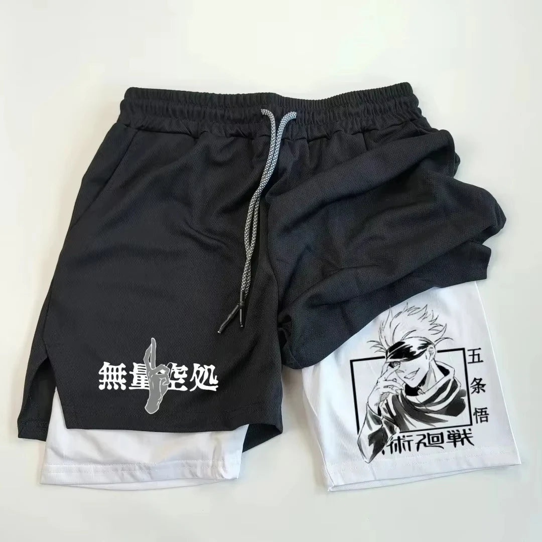 Double-Cover Sports Shorts Physical Training Men's Sportswear Bodybuilding Sho Anime Jujutsu Kaisen Gym Performance