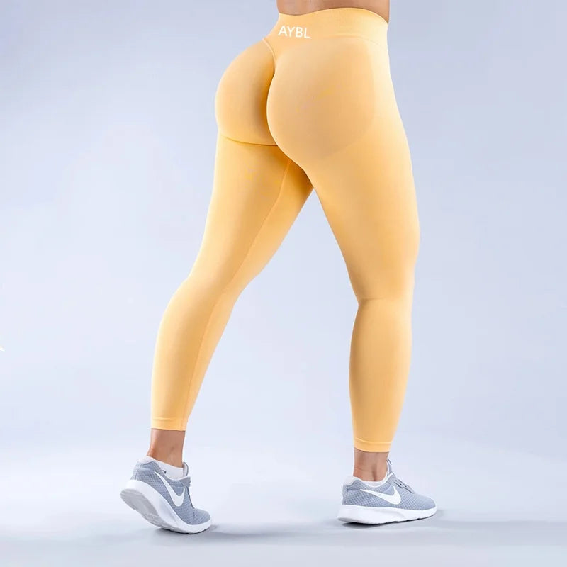 Trendy Yoga Leggings Scrunch Seamless Yoga Women Legging Gym Sports Pants Low Ribbed Band High Stretch Fitness Tights Pant - ATFH
