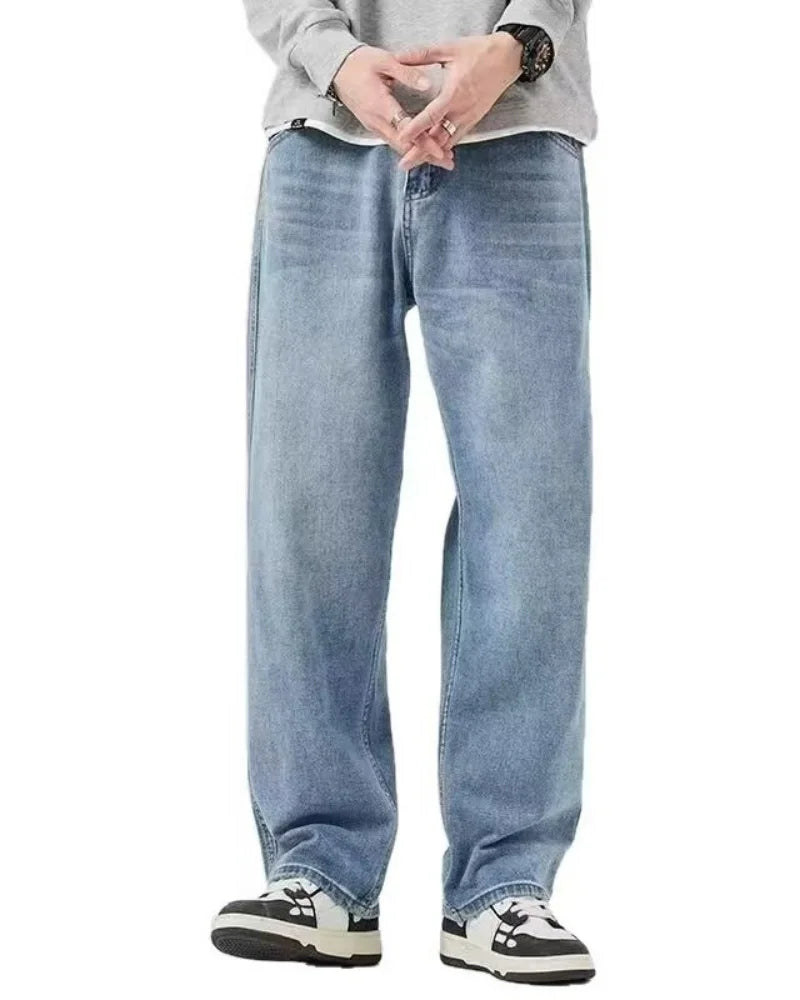 Men's Denim Pants Vintage Washing Wide Leg Loose Jeans Casual Straight American Style  Street Men Trousers Four Seasons New 2026 ATFH