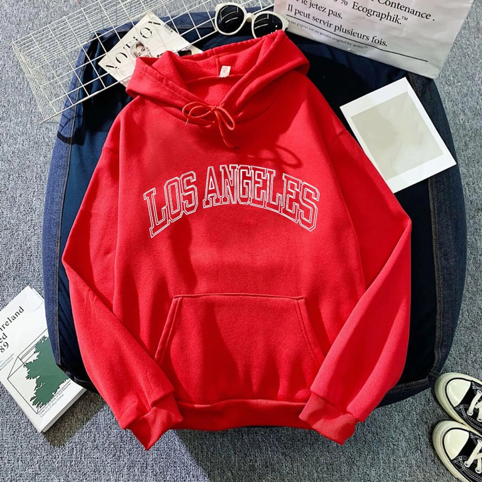 Letter Print Hooded Women'S Sweatshirt Stylish Oversized Pullover Tops Long Sleeved Casual Hooded Sweatshirt Sweatsuits Femme - ATFH