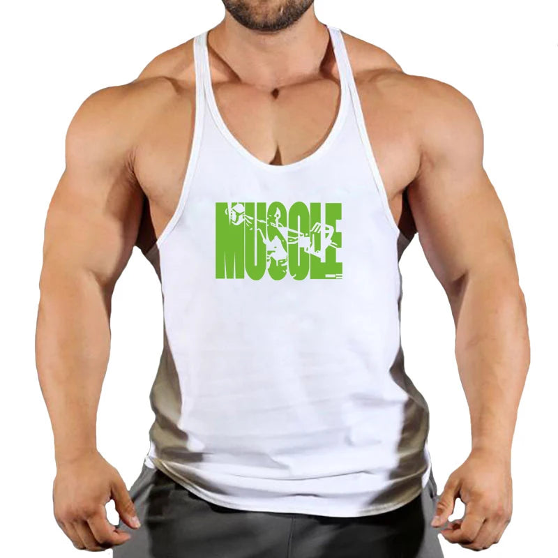 Hot Sale Gym Cotton Singlets Canotte Bodybuilding Stringer Tank Top NO PANI NO GAIN Fitness Shirt Muscle Guys Sleeveless Tanktop