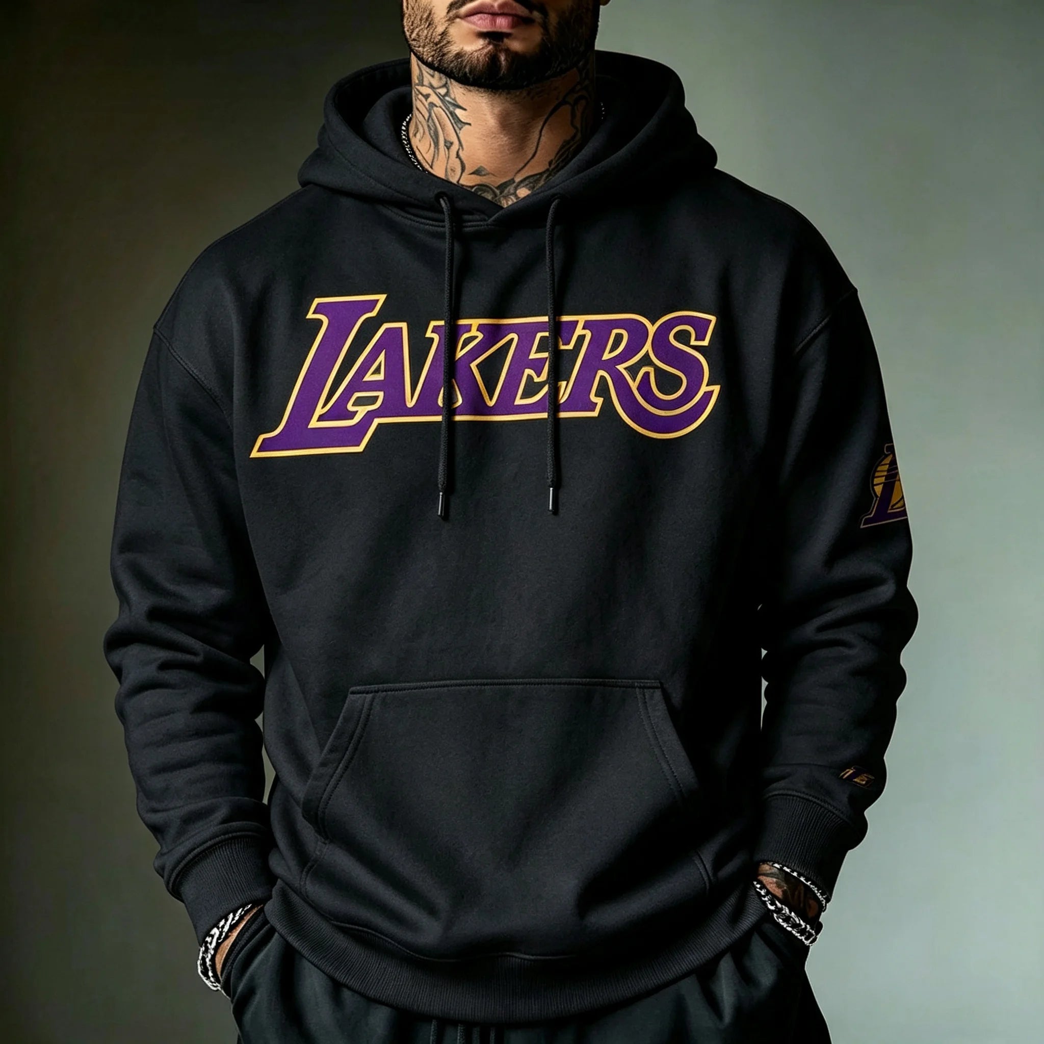 Los Angeles Lakers hoodie - Fashionable trend street style men's fitness muscle casual hooded sweatshirt for sports activities