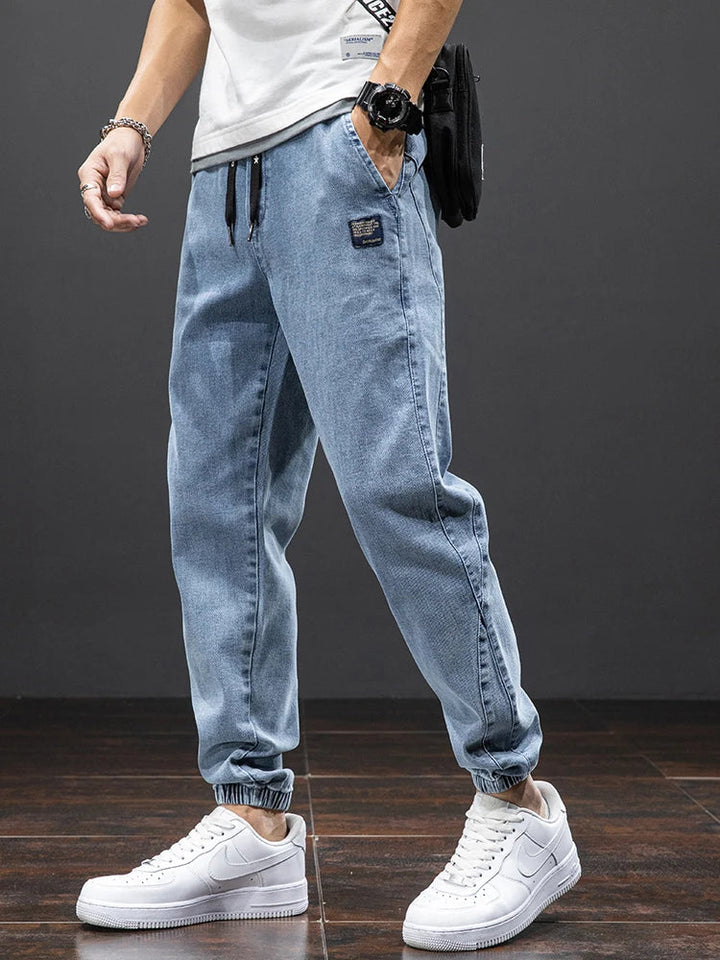 Spring Summer Black Blue Cargo Jeans Men Streetwear Denim Jogger Pants Men Baggy Harem Jean Trousers Plus Size ATFH
