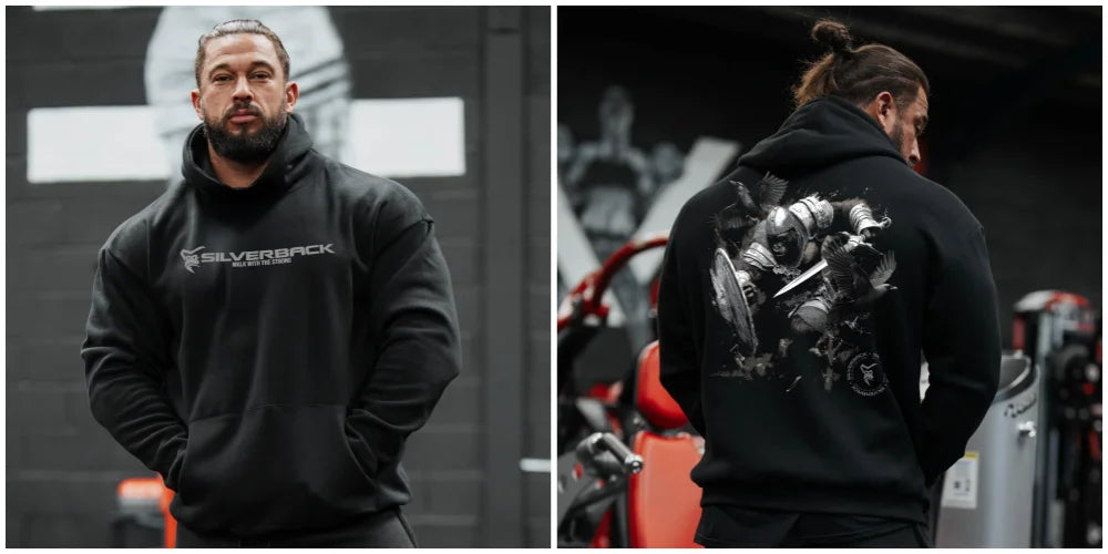 SILVERBACK Mens Gym Fitness Hoodie Autumn Long Sleeve Hooded Pullover Printed Sweatshirts Bodybuilding Apparel Sportswear Tops - ATFH